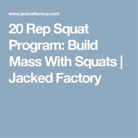 20 Rep Squat Program: Build Mass with Squats.